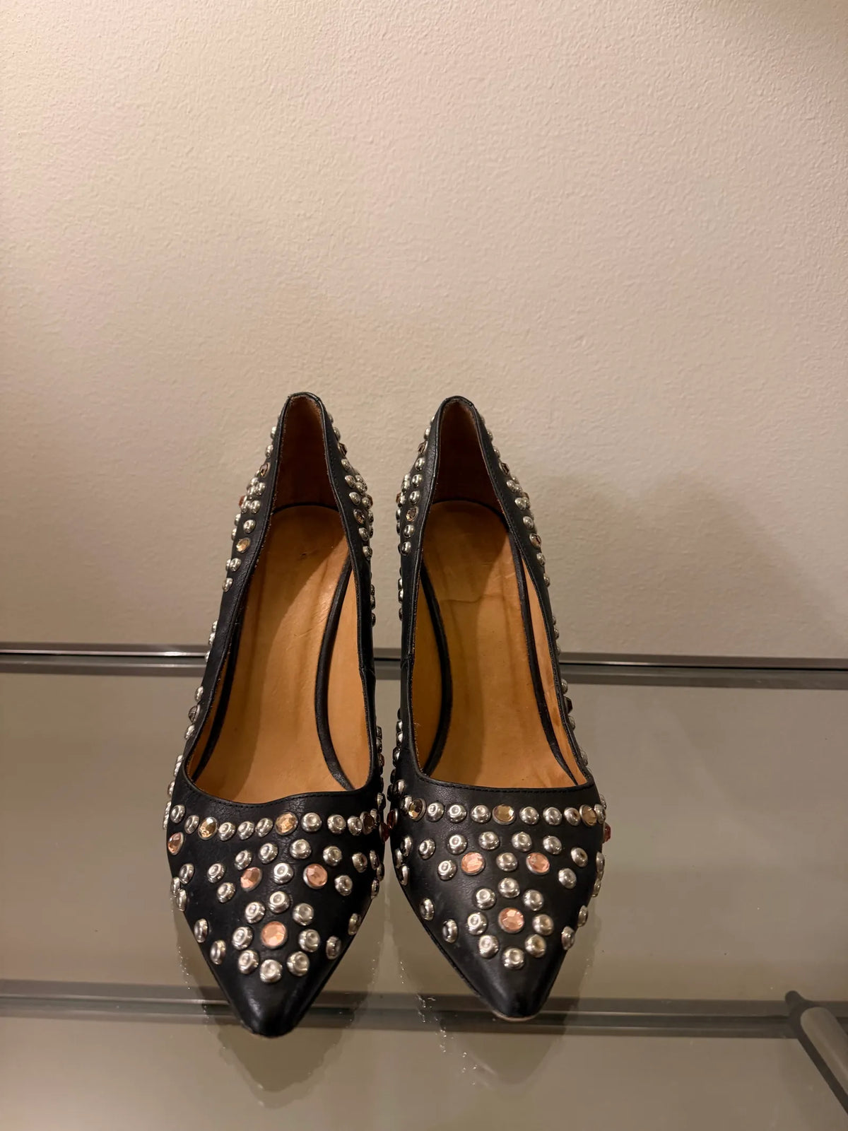 Isabel Marant Nib Clemence Black Leather Studded-skinnklackar