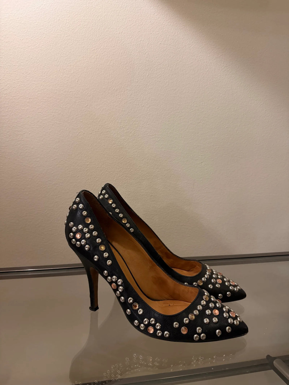 Isabel Marant Nib Clemence Black Leather Studded-skinnklackar