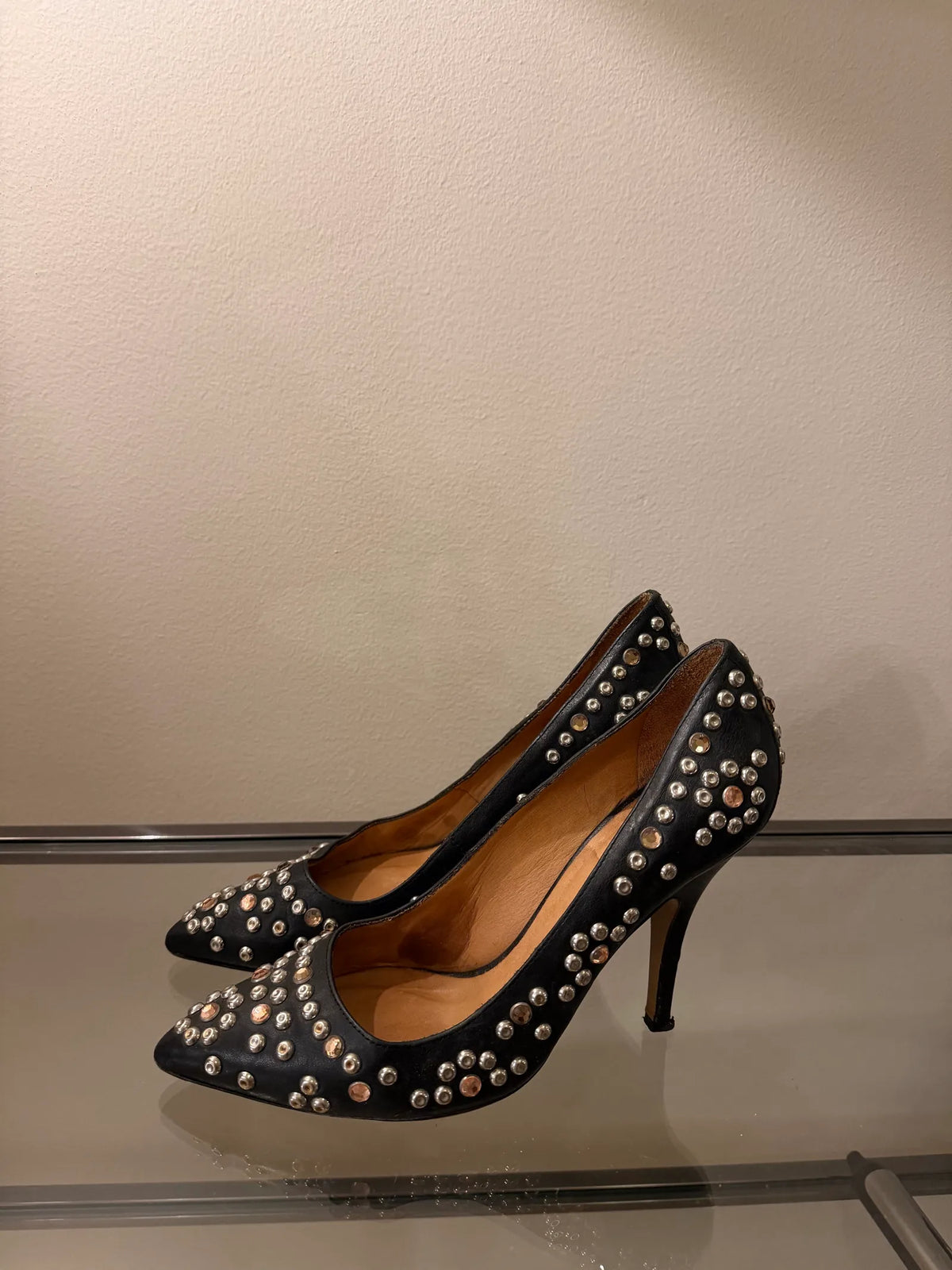 Isabel Marant Nib Clemence Black Leather Studded-skinnklackar