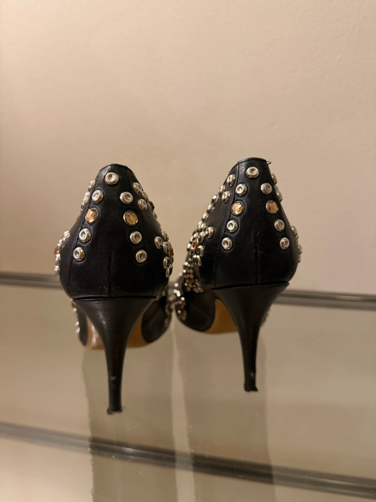 Isabel Marant Nib Clemence Black Leather Studded-skinnklackar