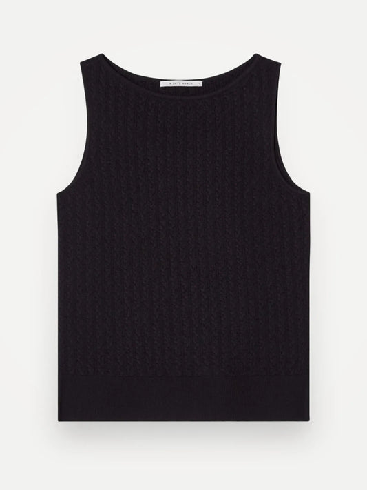 A Day's March Blake Boatneck Cable Knitted Merino Tank-ulltopp