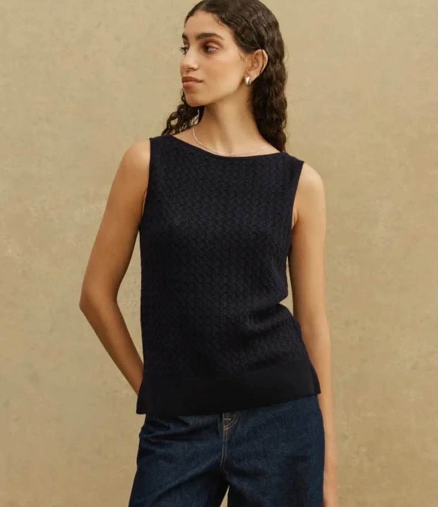 A Day's March Blake Boatneck Cable Knitted Merino Tank-ulltopp