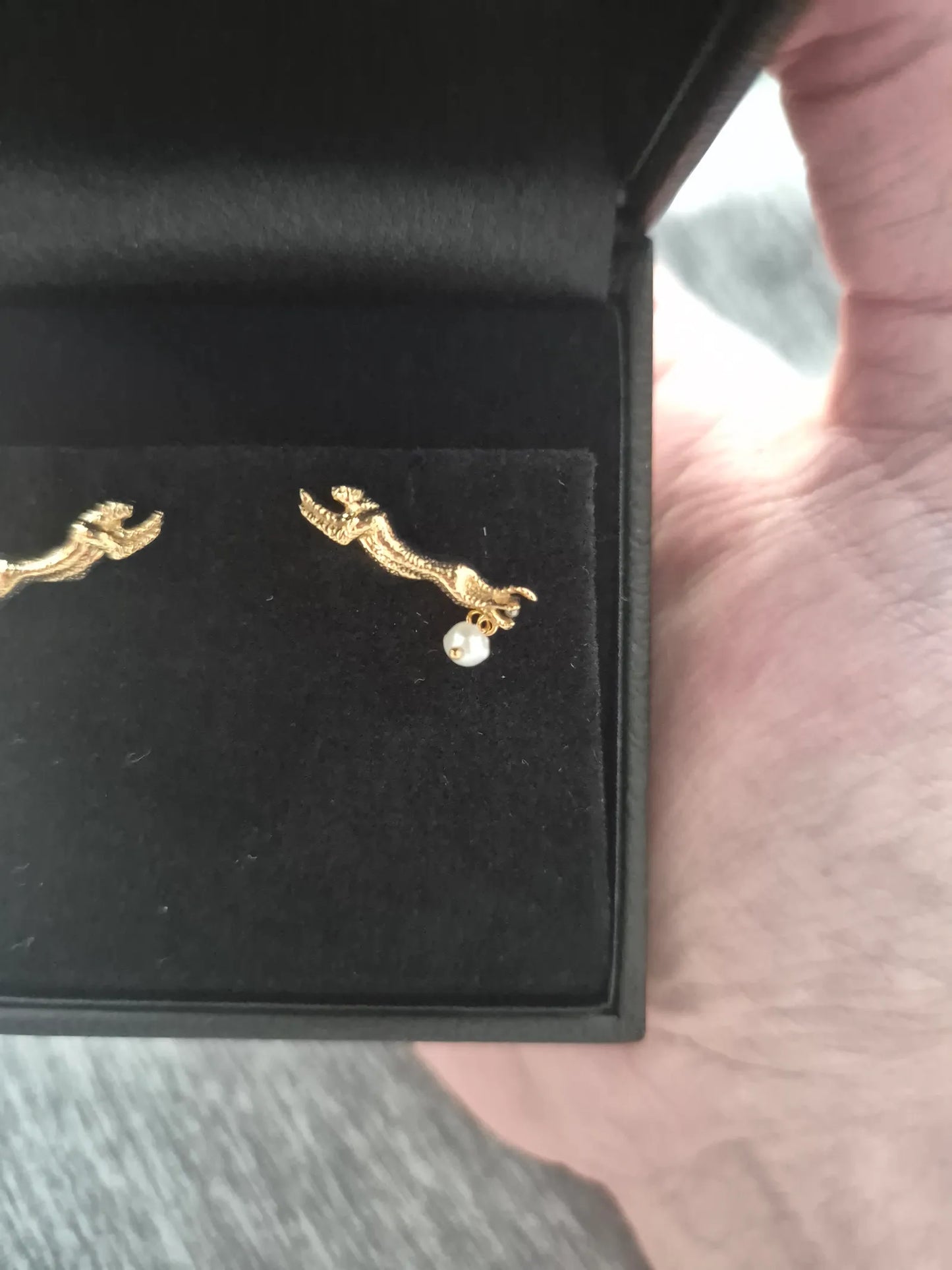 Blankens Cheetah Earring Gold And Pearl-örhänge NWOT
