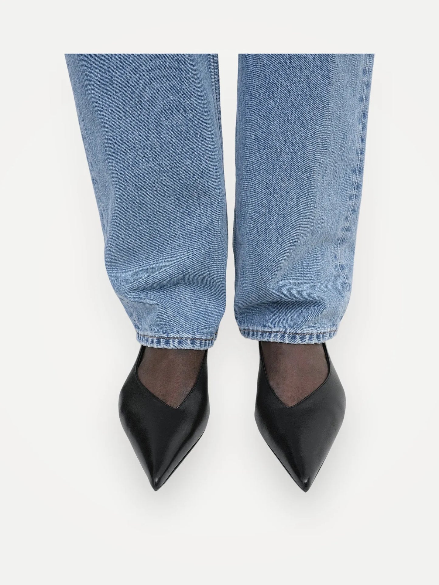 Toteme Leather Asymmetric Ballerinas Black-skinnballerinaskor