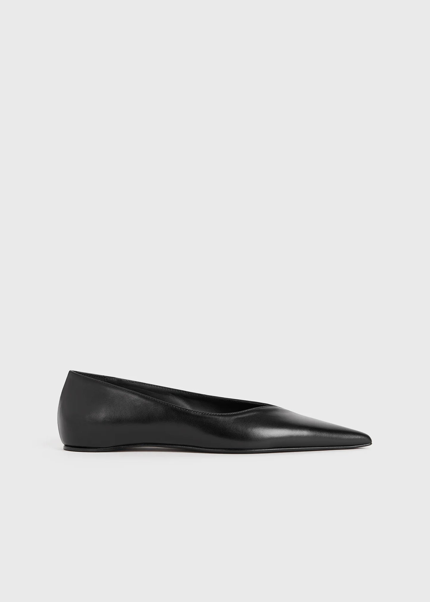 Toteme Leather Asymmetric Ballerinas Black-skinnballerinaskor