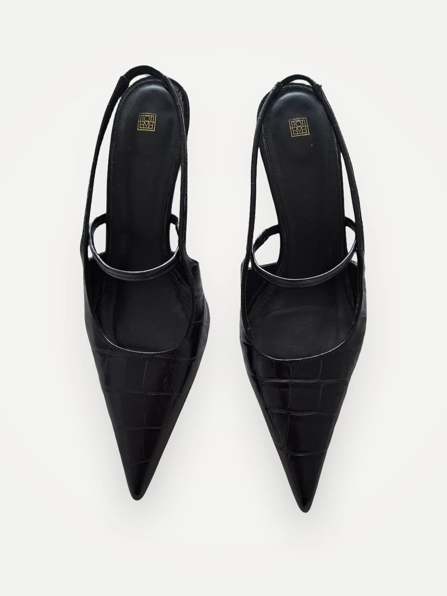 Toteme The Sharp Slingback croco-skinnklackar