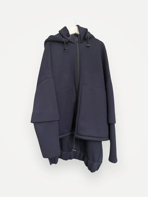 Cos Oversized Navy Scuba Style Zip Up-jacka