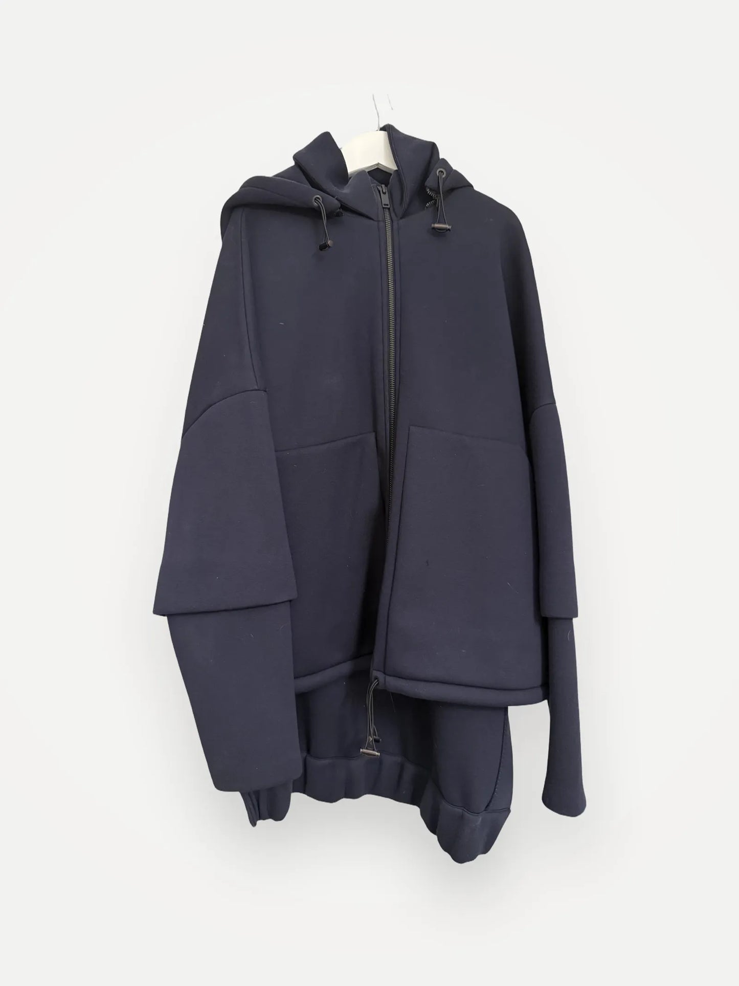Cos Oversized Navy Scuba Style Zip Up-jacka