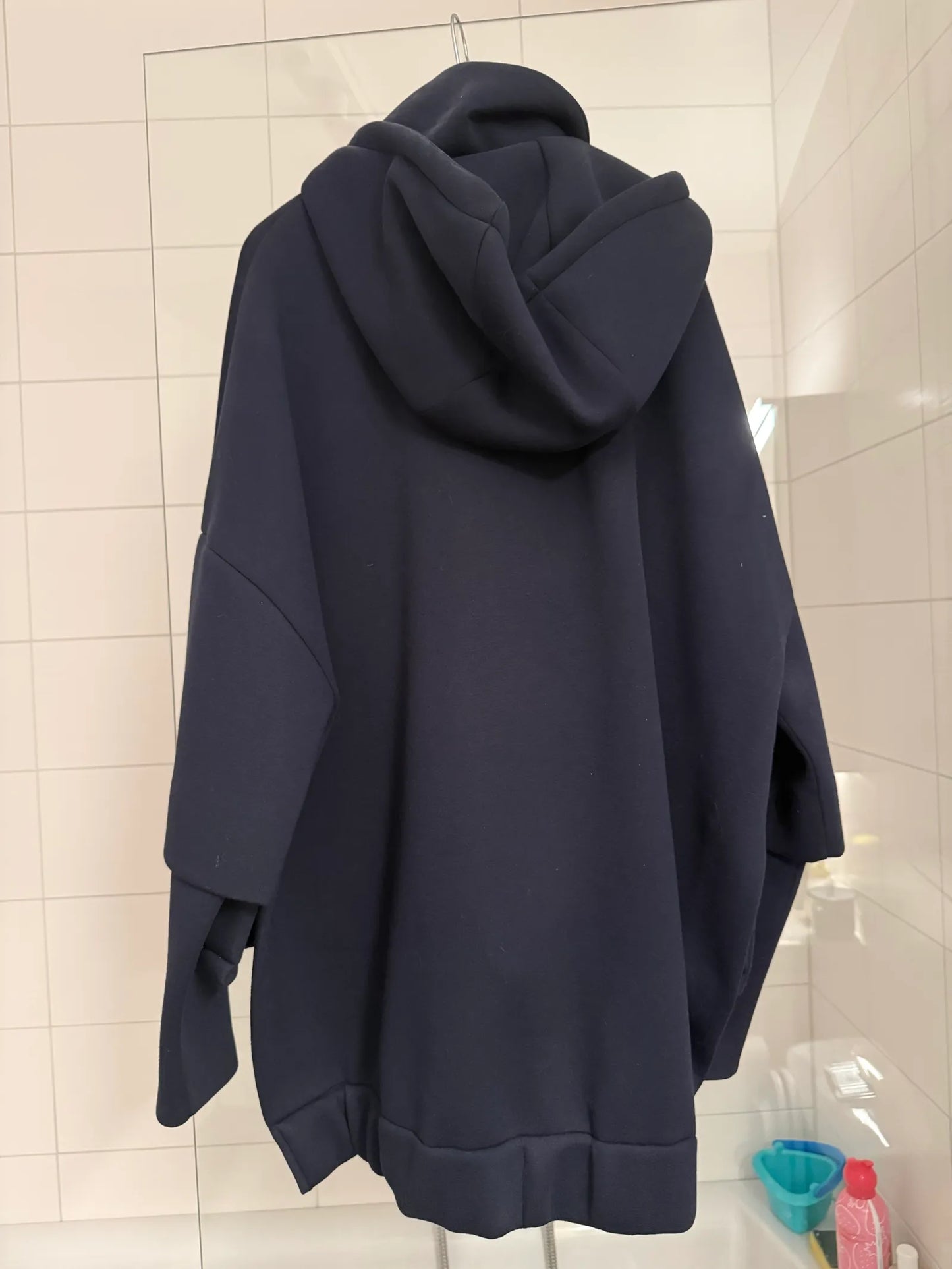 Cos Oversized Navy Scuba Style Zip Up-jacka