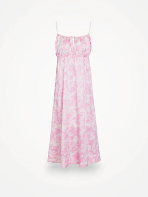 Ganni Tie-detailed Printed Silk-blend Satin Midi-sidenklänning NWT