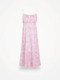 Ganni Tie-detailed Printed Silk-blend Satin Midi-sidenklänning NWT