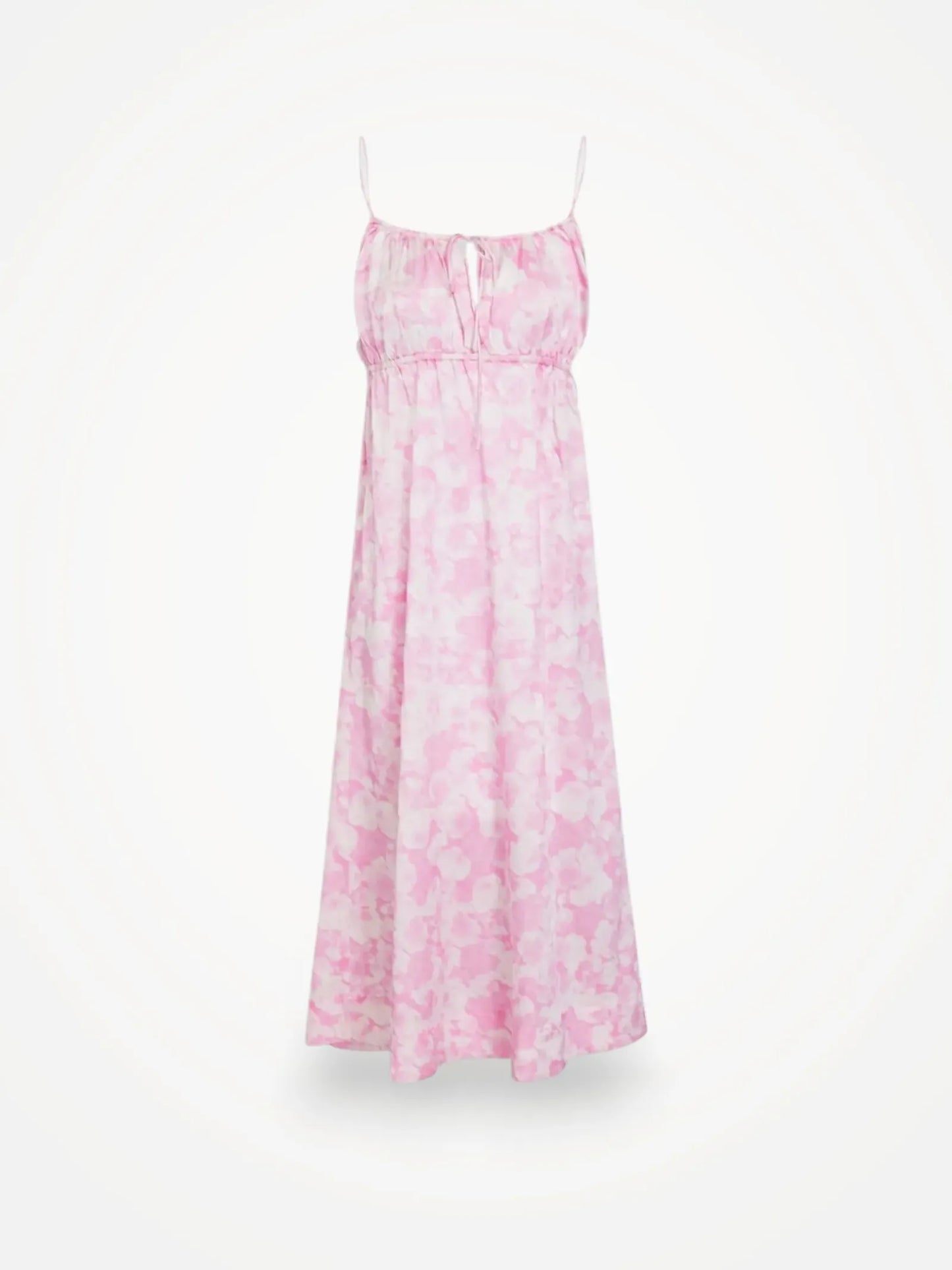 Ganni Tie-detailed Printed Silk-blend Satin Midi-sidenklänning NWT