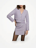 & Other Stories Metallic Tweed Lilac Crop Blazer