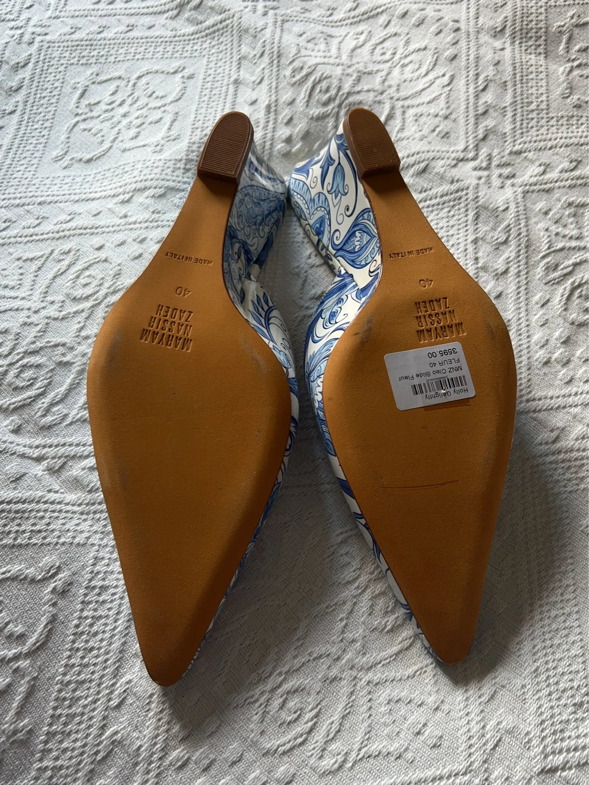 Maryam Nassir Zadeh Cleo Slide Fleur-skinnklackar NWT