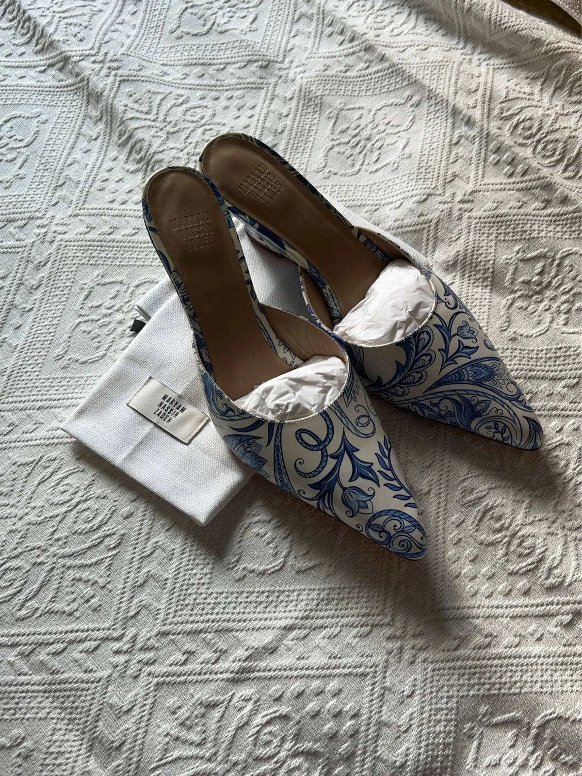 Maryam Nassir Zadeh Cleo Slide Fleur-skinnklackar NWT