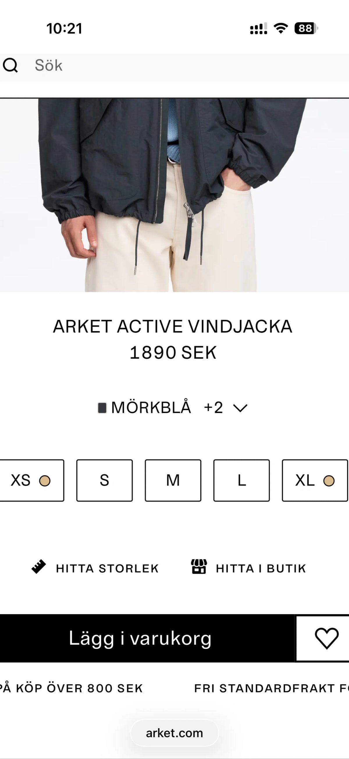 Arket Active Windjacket-fritidsjacka NWOT