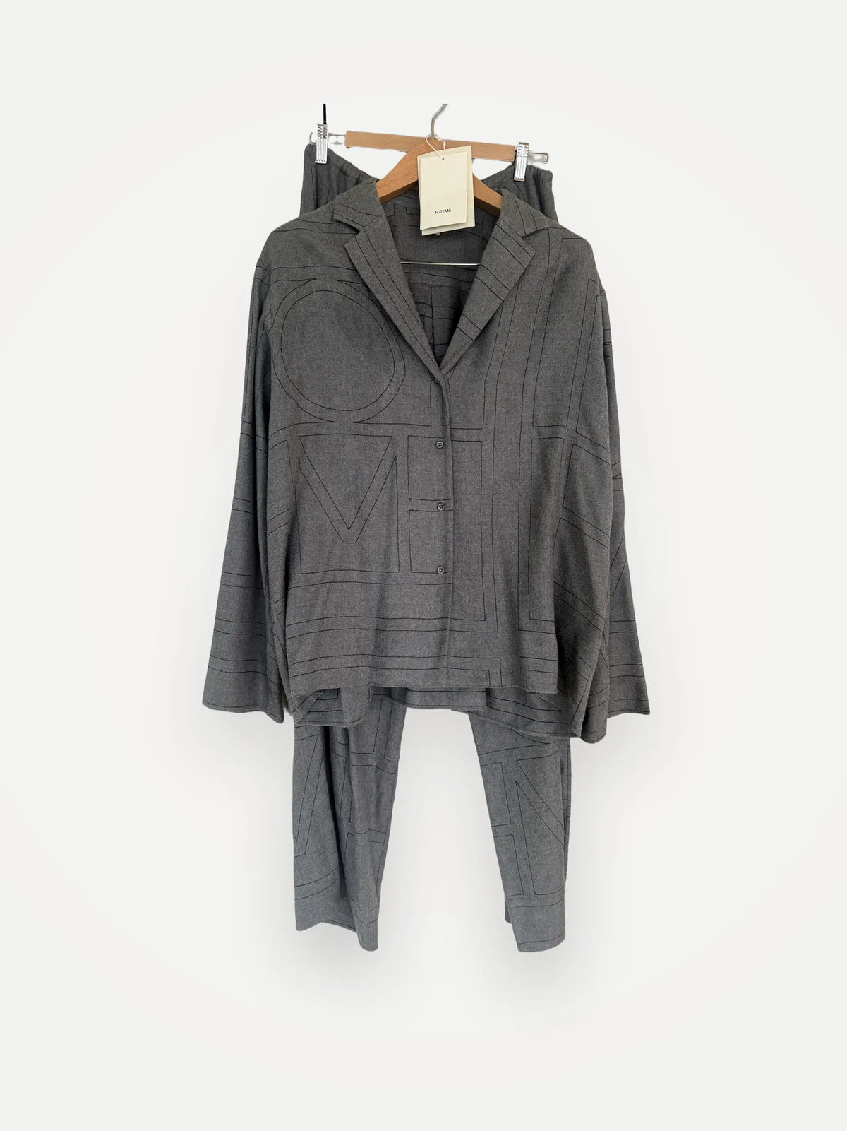 Toteme Monogram Flanell Pj , Grey-set
