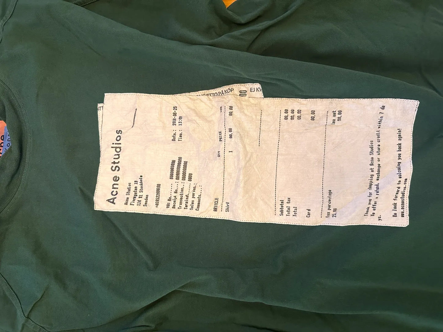 Acne Studios Ink Receipt-t-shirt