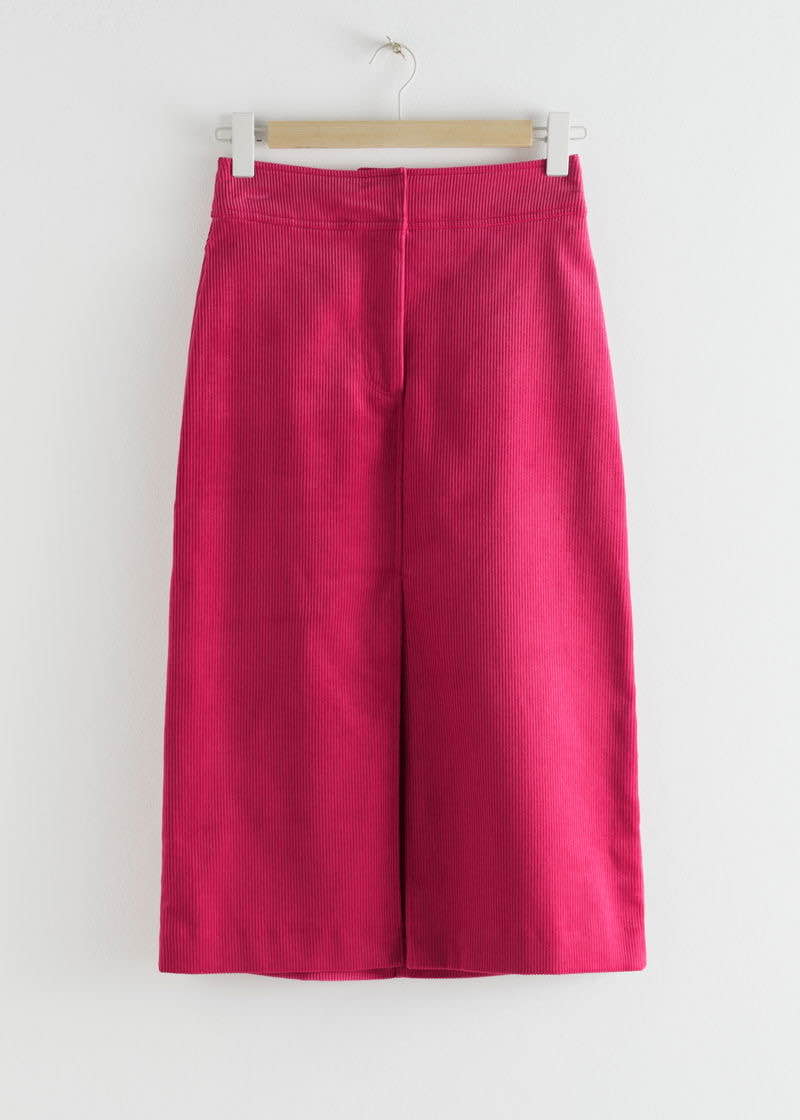 & Other Stories Corduroy Front Split Midi-kjol NWOT