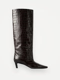 Toteme Croco-embossed Wide Shaft Dark Brown Boots