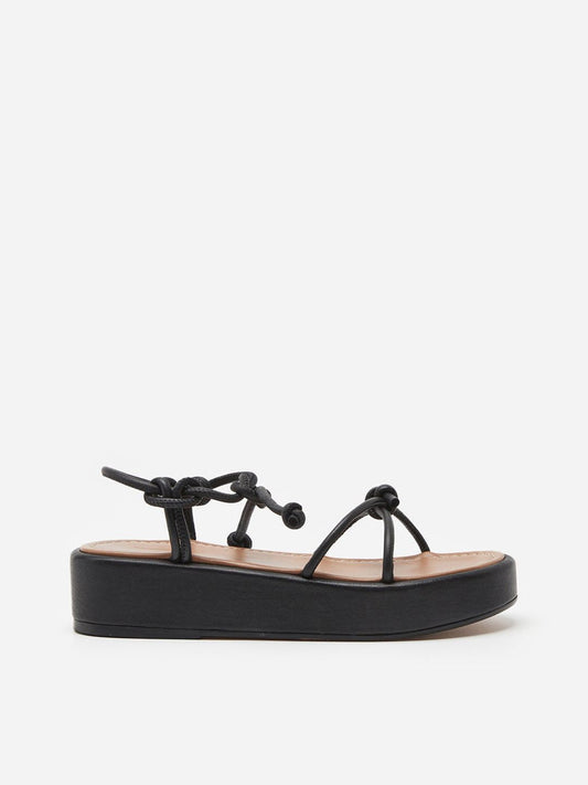 Flattered Heather Leather Black Sandals