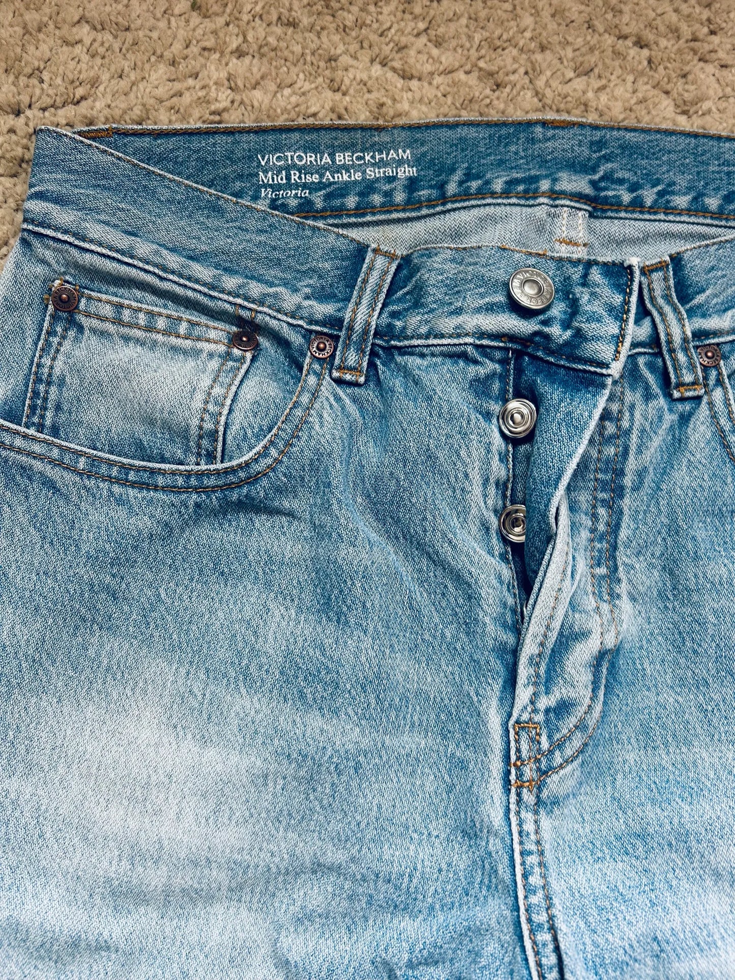 Victoria Beckham Straight Leg - Mid-blue Wash-jeans