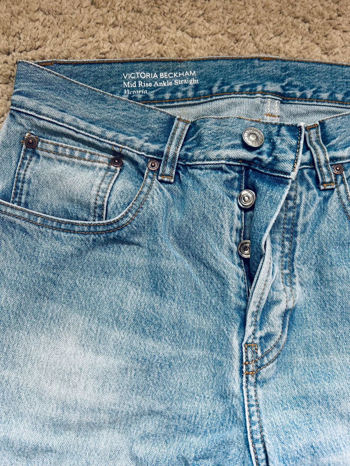 Victoria Beckham Straight Leg - Mid-blue Wash Jeans