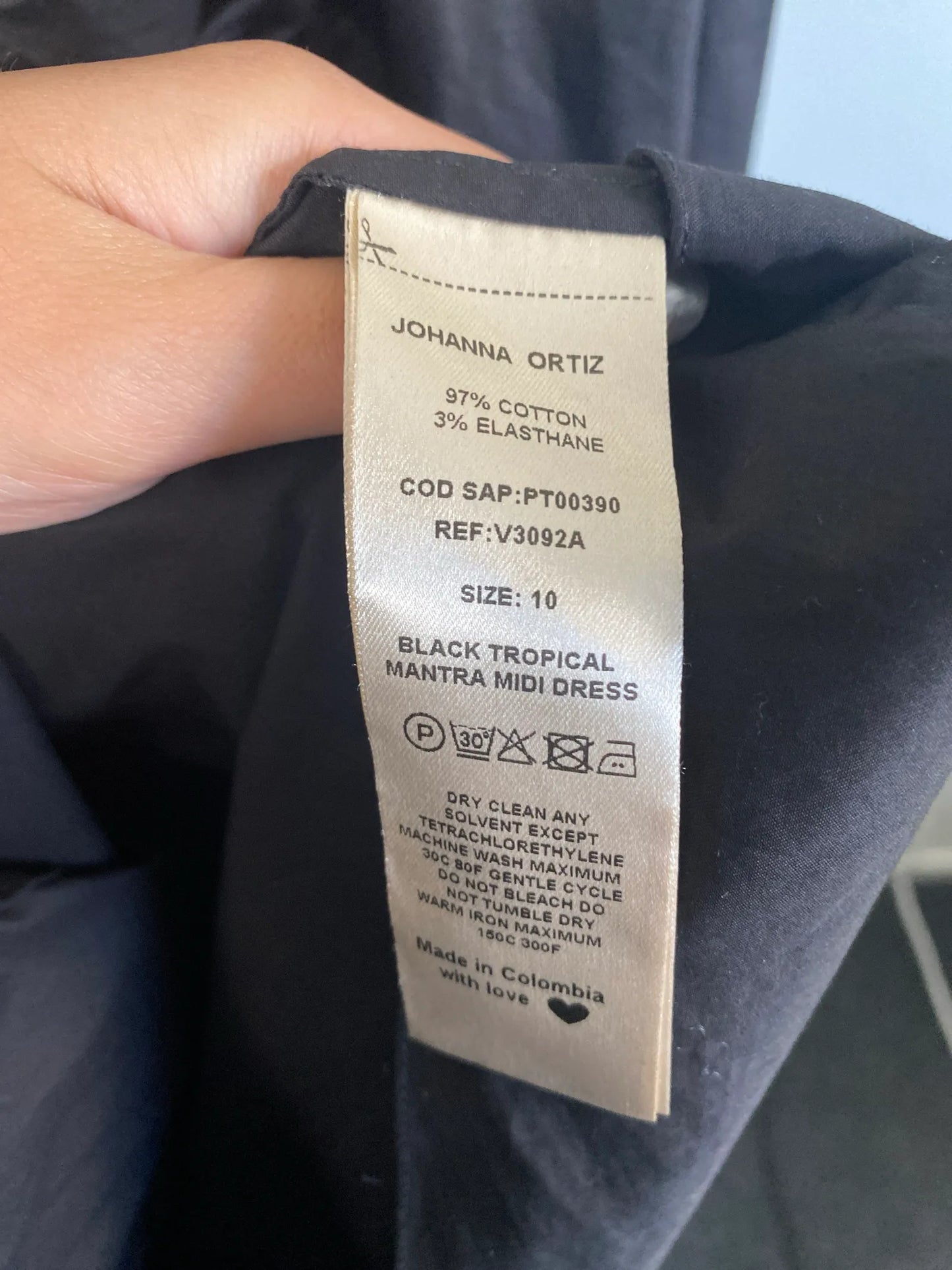 Johanna Ortiz Black Tropcal Mantra Midi Dress