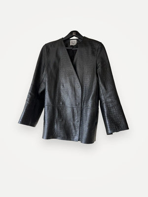 Toteme Croco Embossed Leather-skinnkavaj NWOT