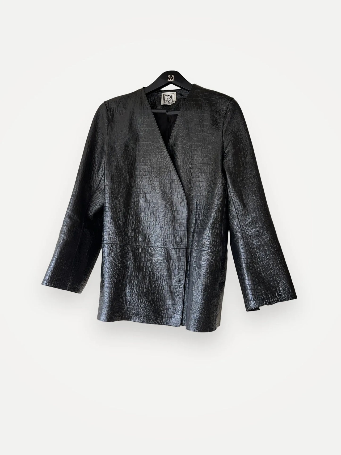 Toteme Croco Embossed Leather-skinnkavaj NWOT