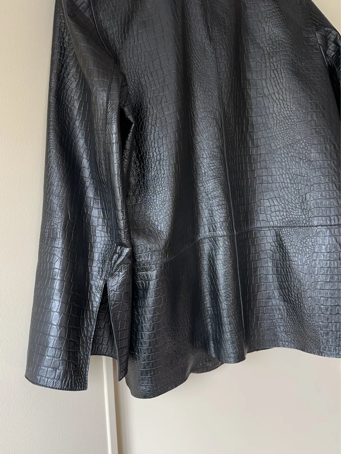 Toteme Croco Embossed Leather-skinnkavaj NWOT
