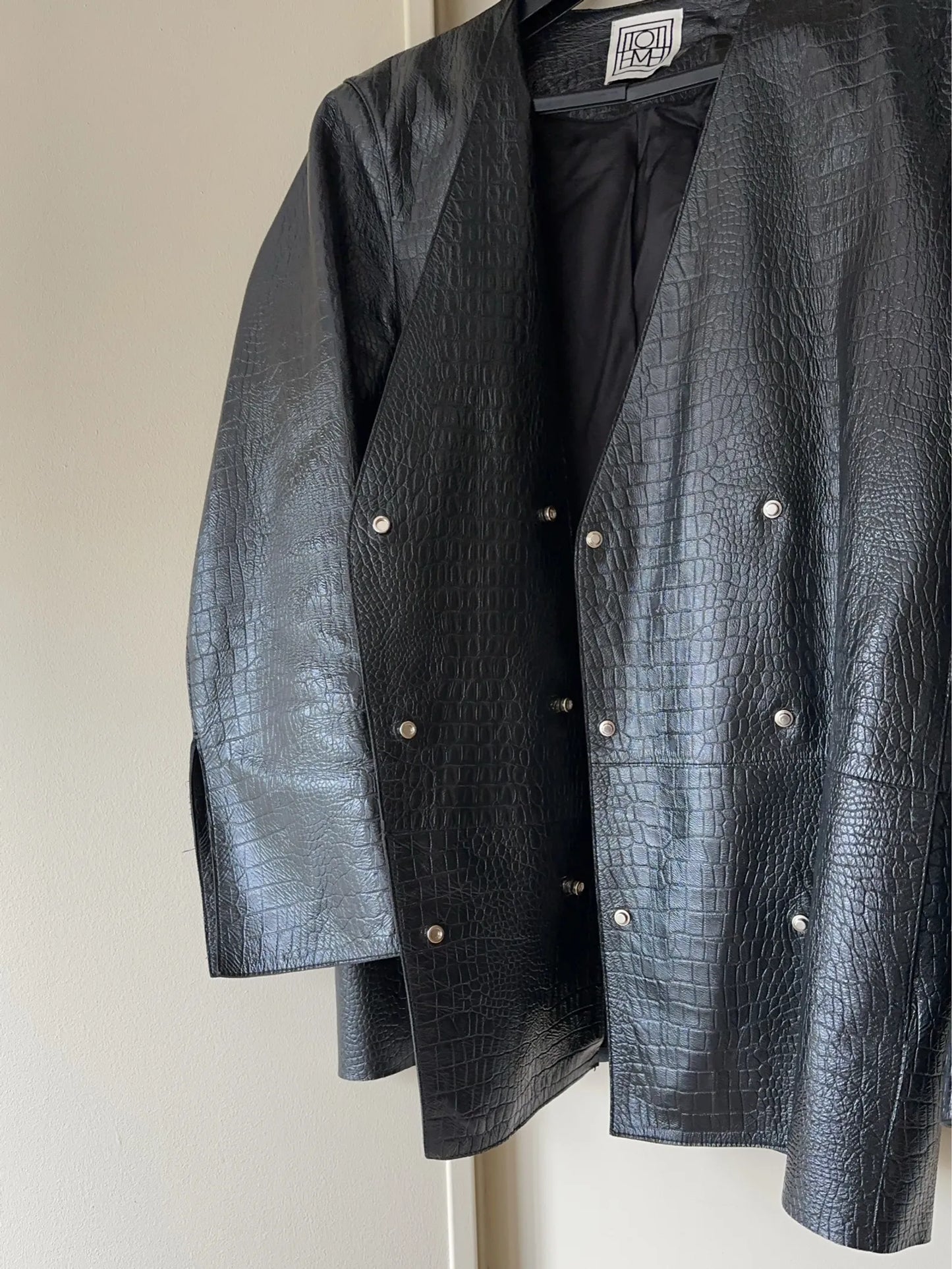 Toteme Croco Embossed Leather-skinnkavaj NWOT