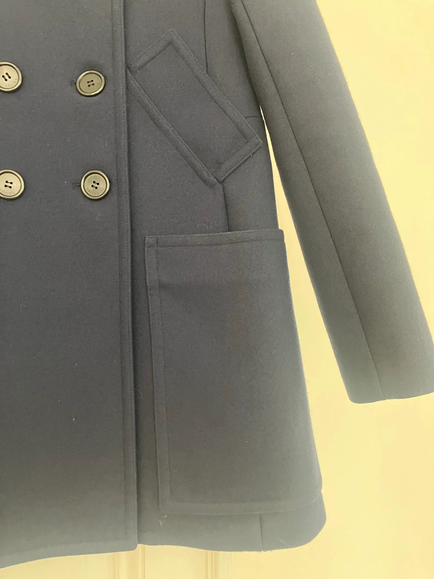 Céline Clasdic Double Breasted Peacoat Coat
