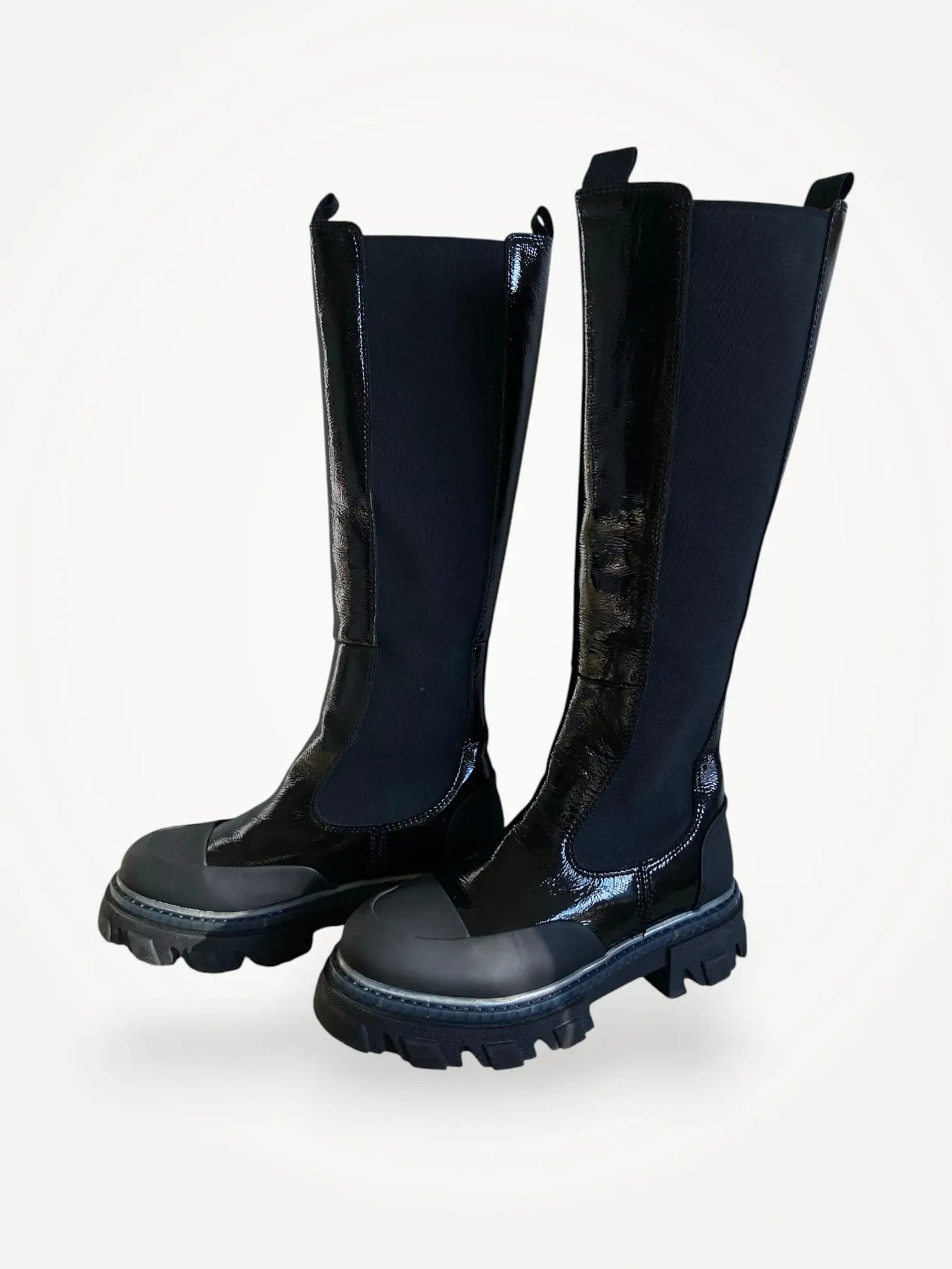 Ganni High Chelsea In Black Naplack-boots
