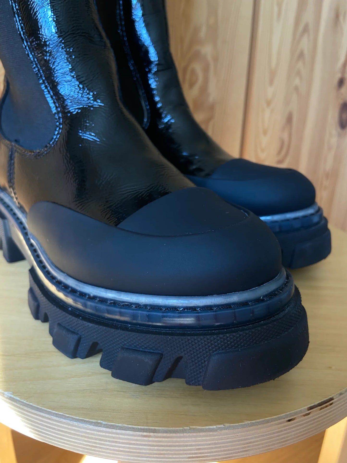 Ganni High Chelsea In Black Naplack-boots