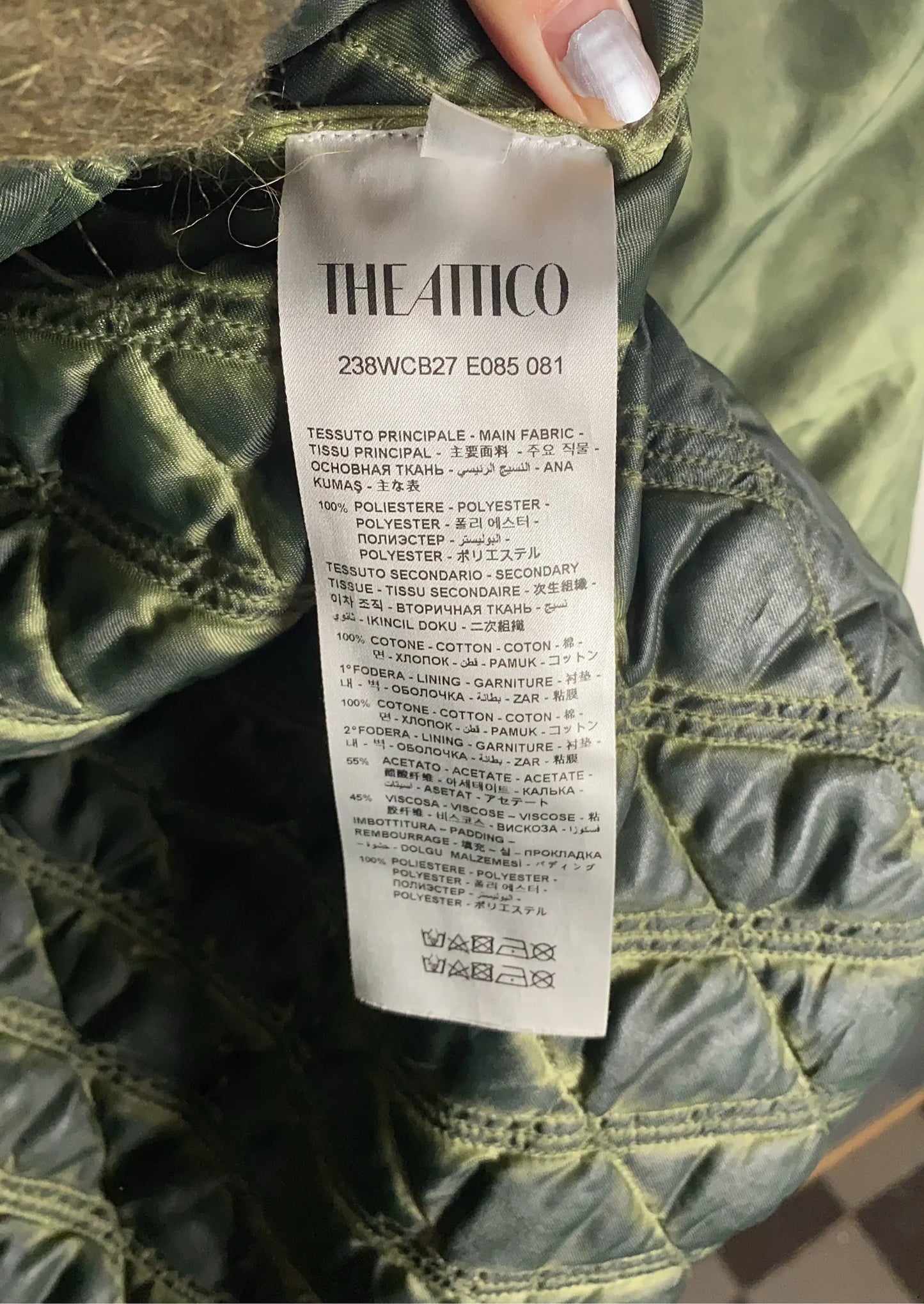 The Attico Military Green Short Coat Puffer jacket