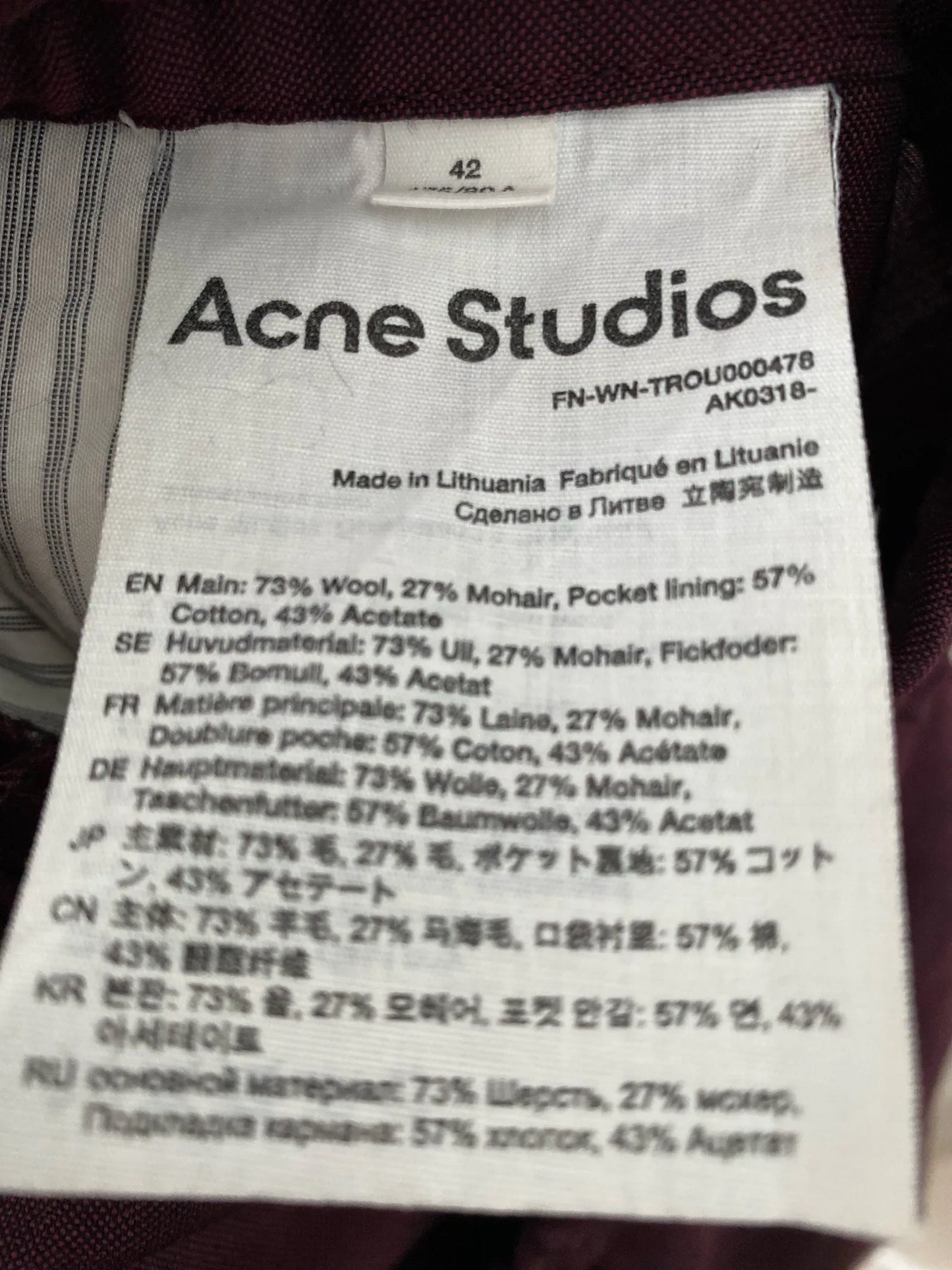 Acne Studios Suit Trousers