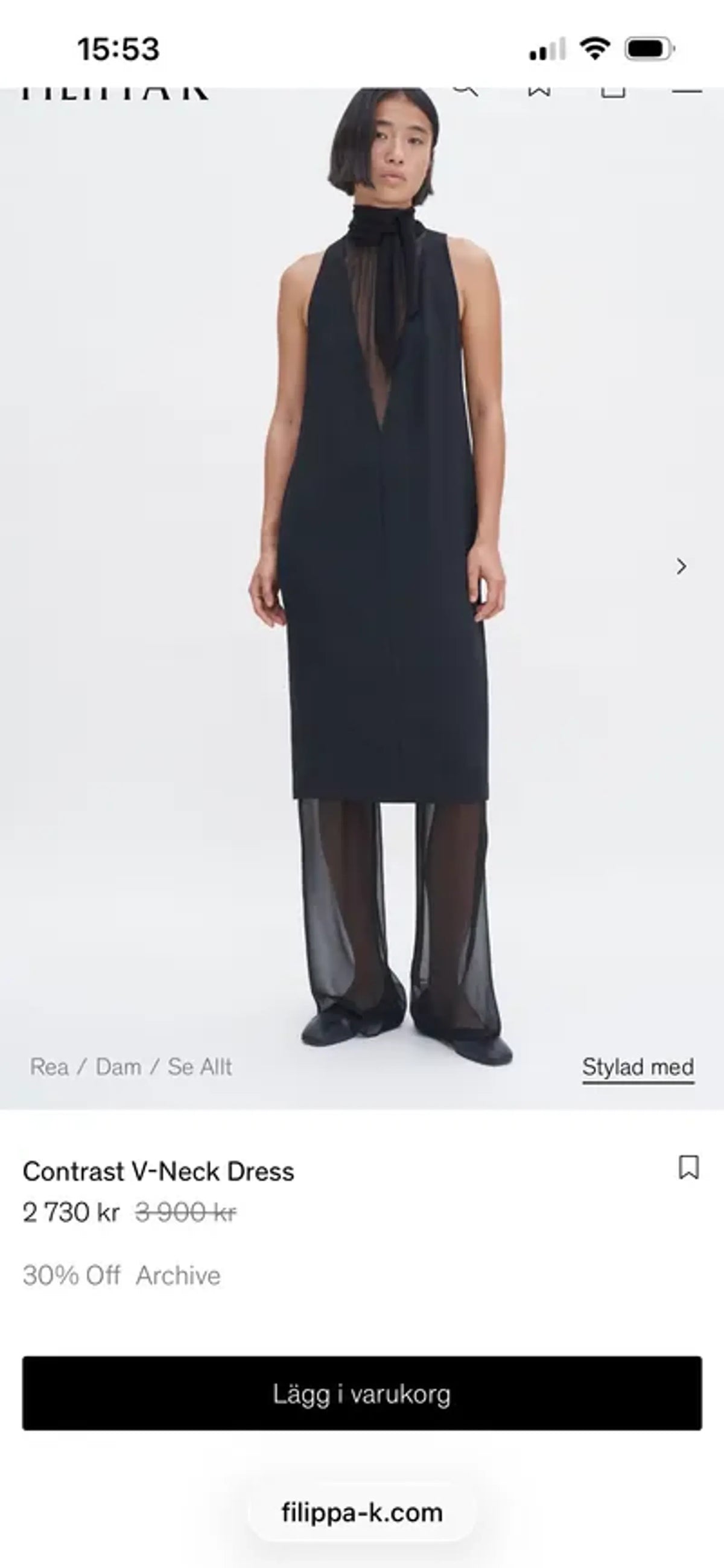 Filippa K Contrast V-klänning NWT