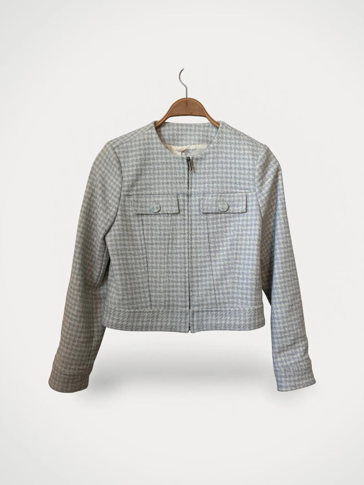 & Other Stories Cropped Houndstooth Tweed Blazer