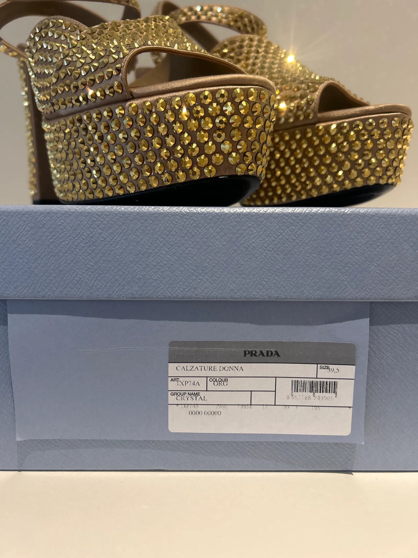 Prada Embellished Platform In Gold Sandals