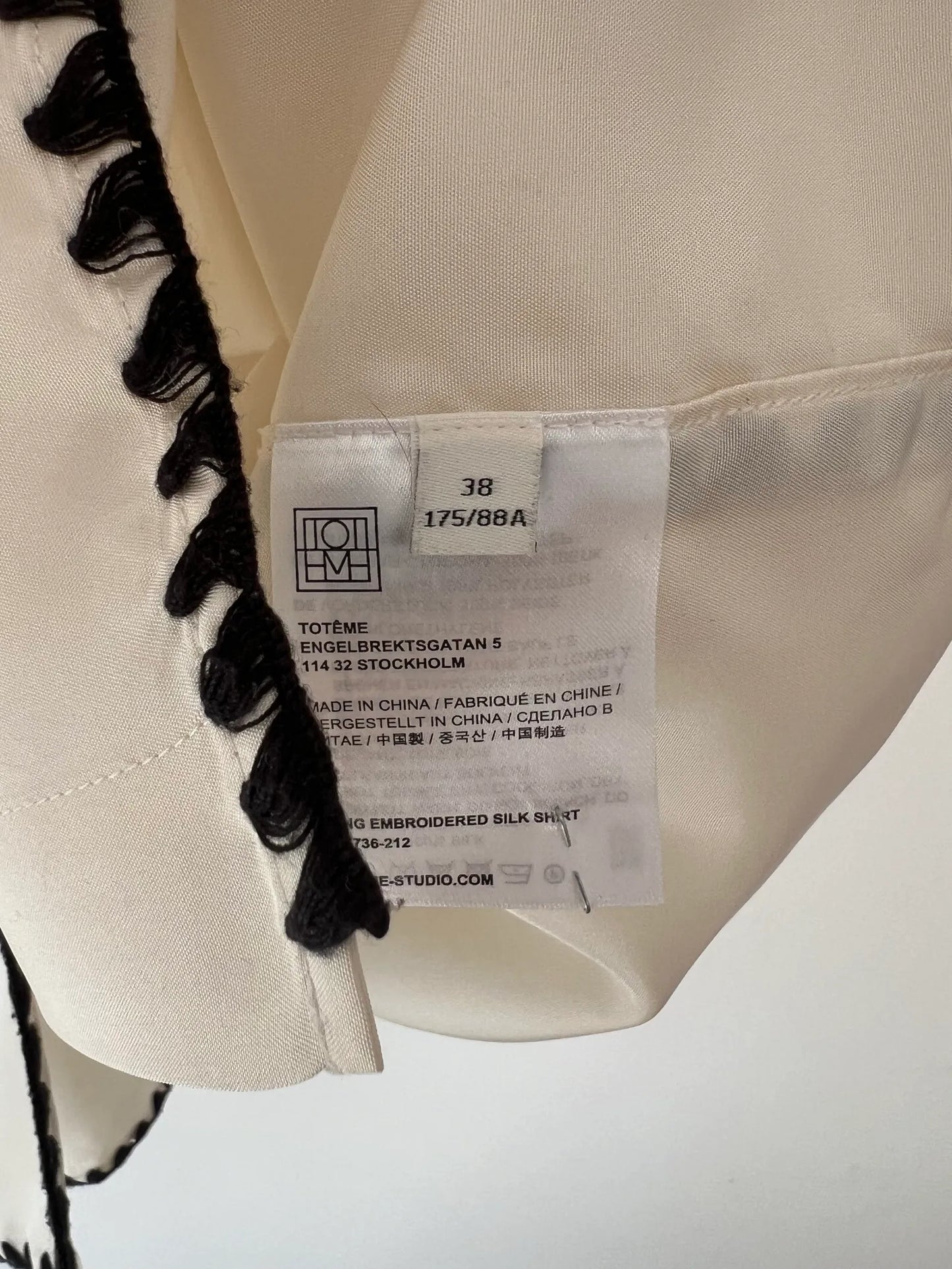 Toteme Long Embroidered Silk Shirt