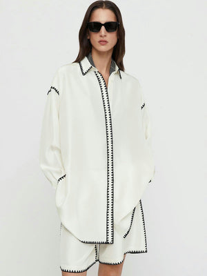 Toteme Long Embroidered Silk Shirt