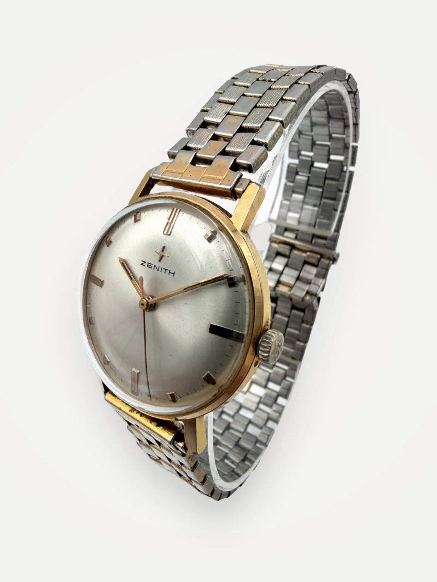 Zenith Vintage Watch – Gold Plated Case Swiss Hand-wound Silver Sunburst Dial Watch