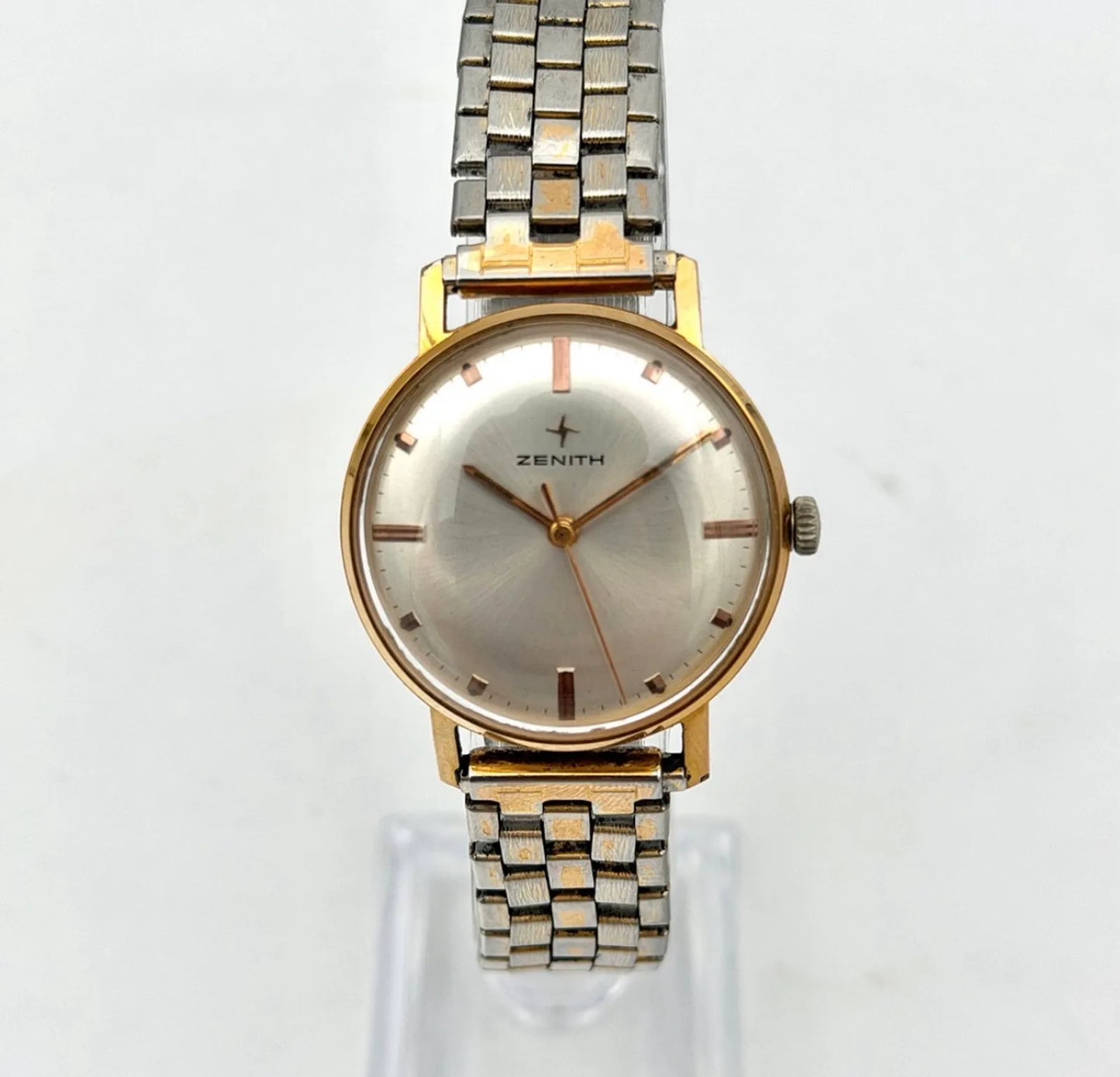 Zenith Vintage Watch – Gold Plated Case Swiss Hand-wound Silver Sunburst Dial Watch