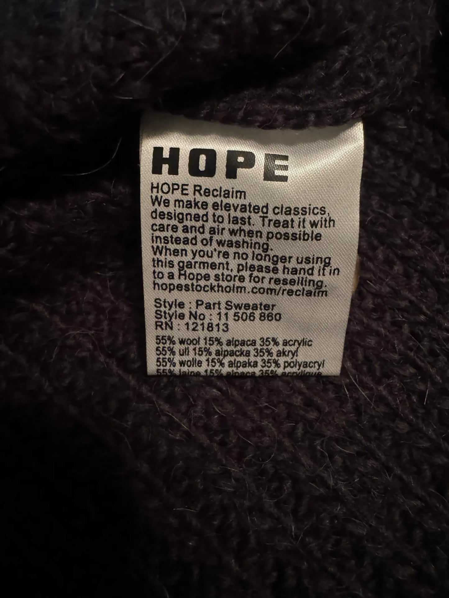 Hope Part-ulltröja
