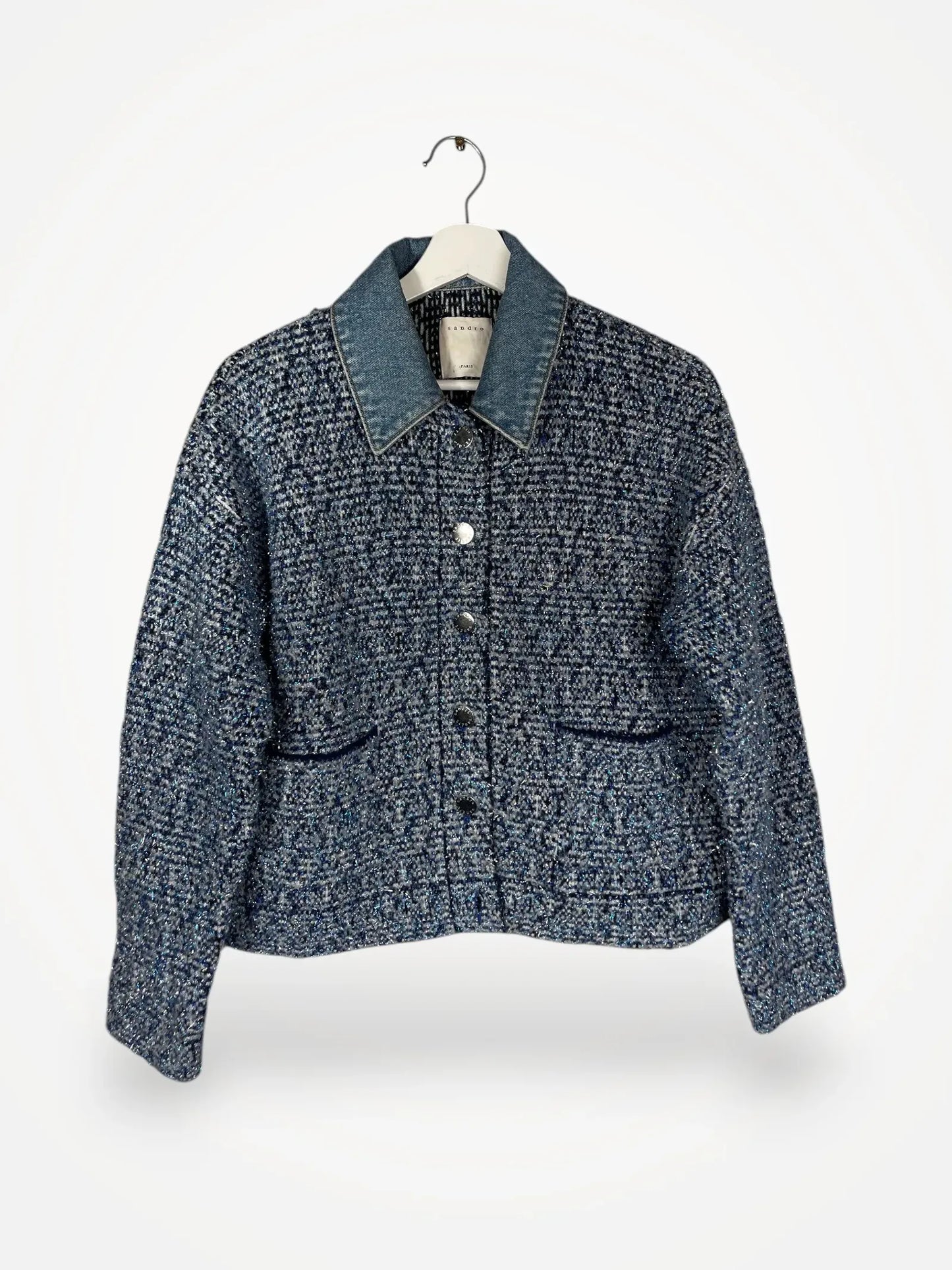 Sandro Fancy Knit Cropped Jacket