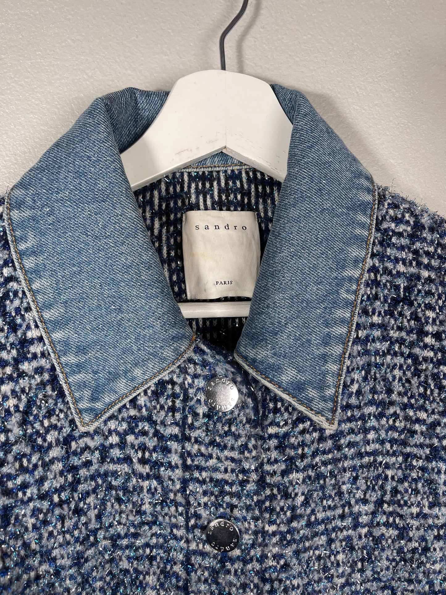 Sandro Fancy Knit Cropped Jacket