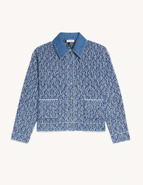 Sandro Fancy Knit Cropped Jacket