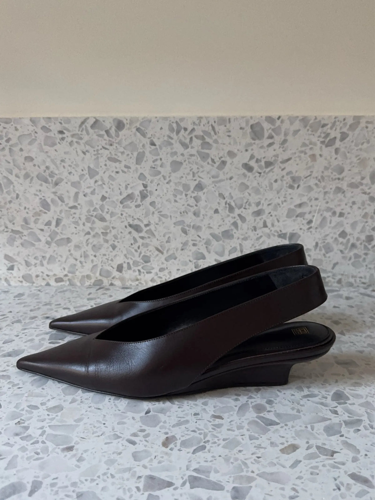 Toteme Wedge- Nappa Slingbacks Bark Heels