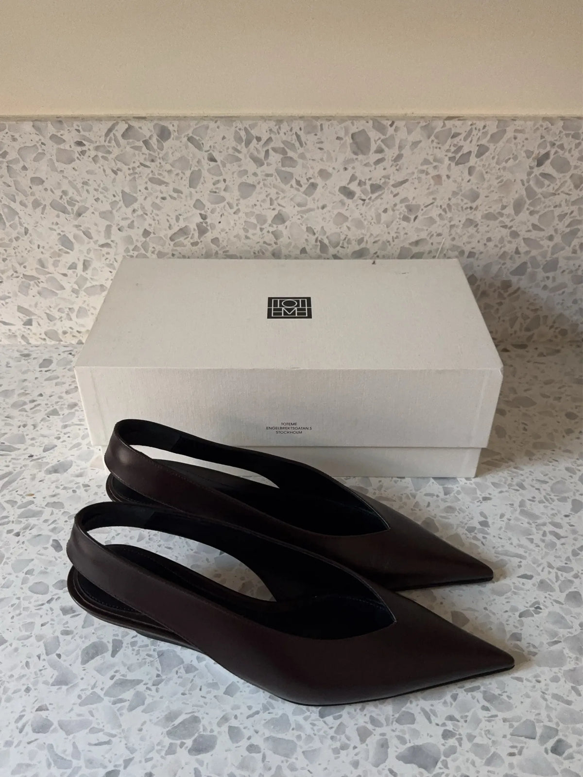 Toteme Wedge- Nappa Slingbacks Bark Heels
